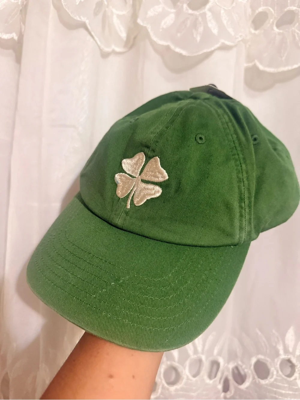 Lucky Brand Forest Green Clover Patch Baseball Hat